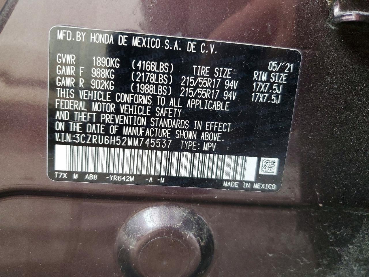 2021 HONDA HR-V EX photo 13