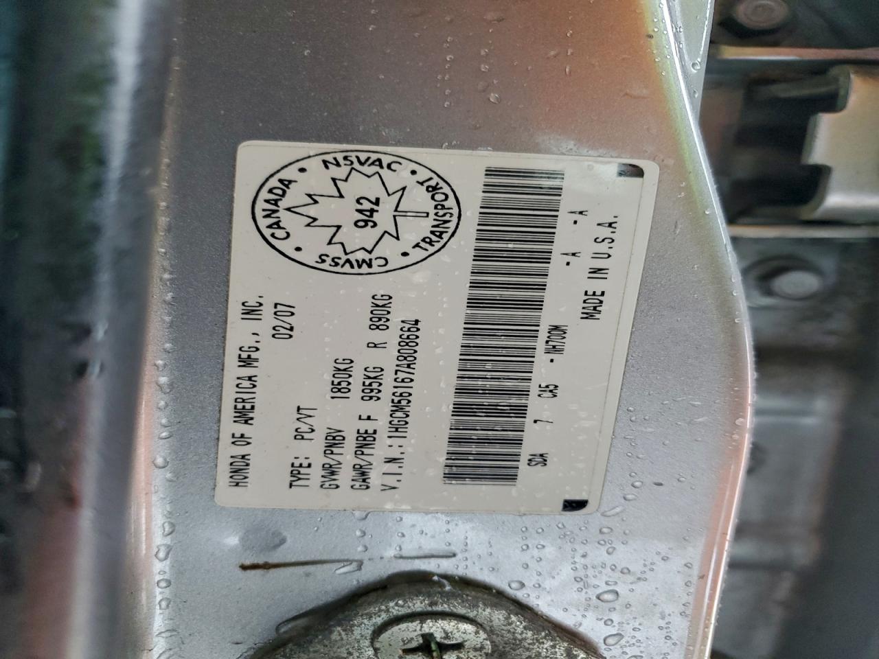 2007 HONDA ACCORD VALUE photo 23