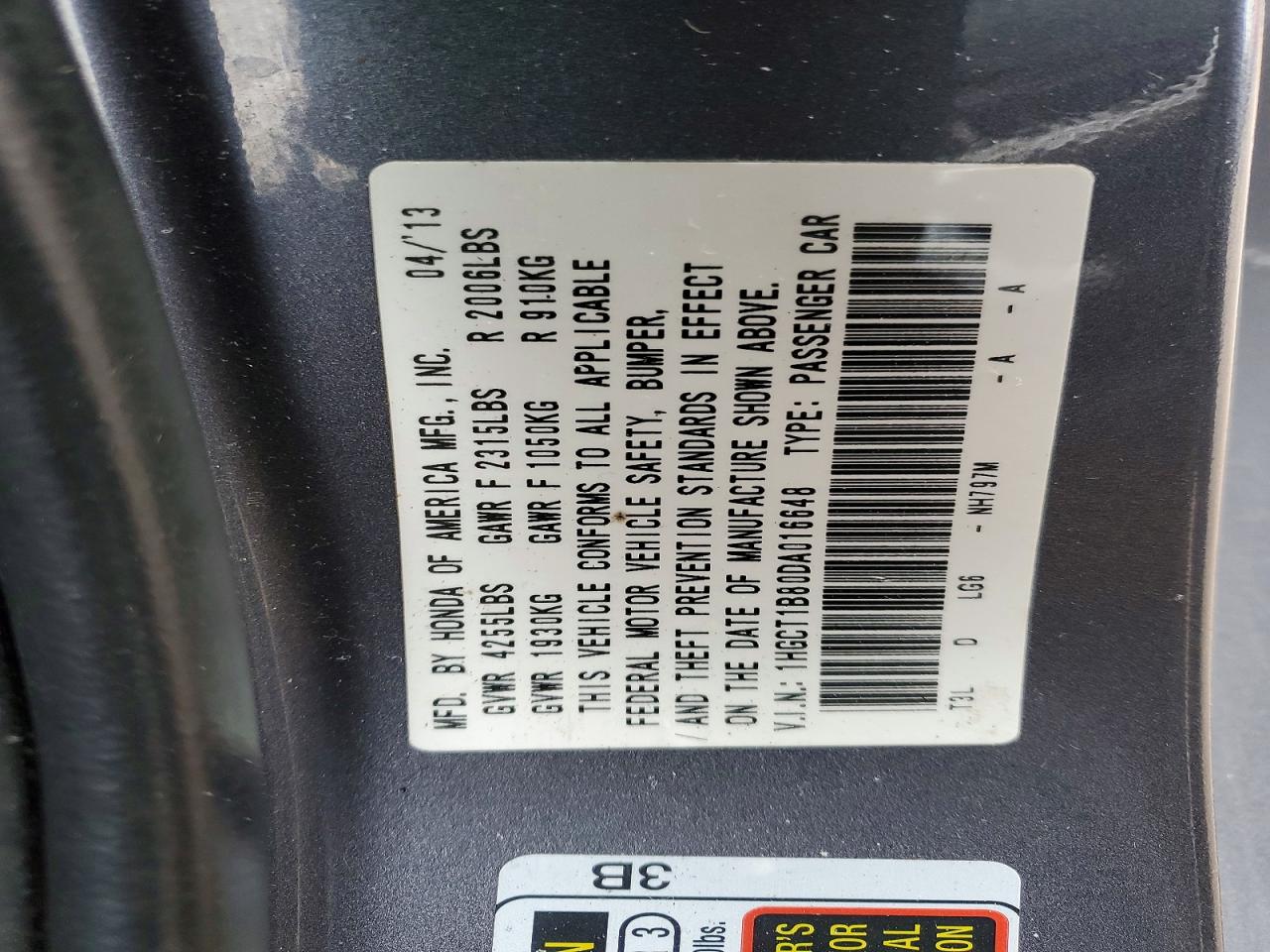 2013 HONDA ACCORD EXL photo 12