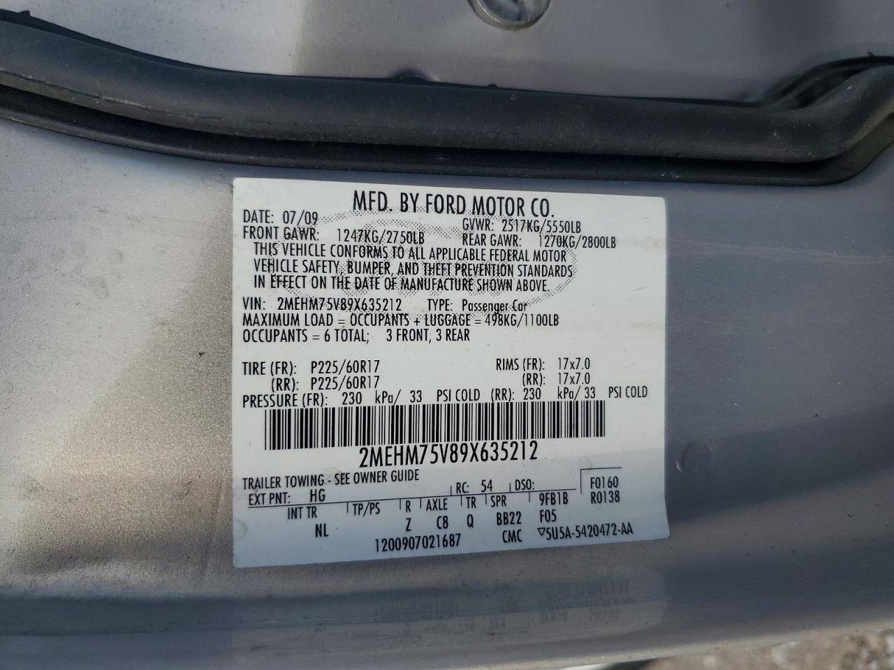 2009 MERCURY GRAND MARQUIS LS photo 12