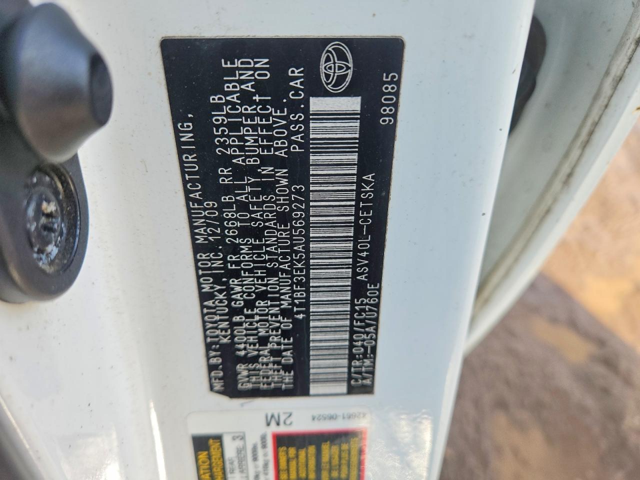 2010 TOYOTA CAMRY BASE photo 12