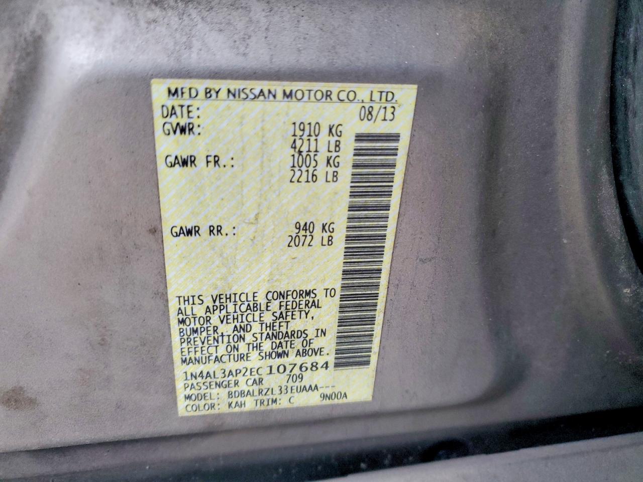 2014 NISSAN ALTIMA 2.5 photo 12