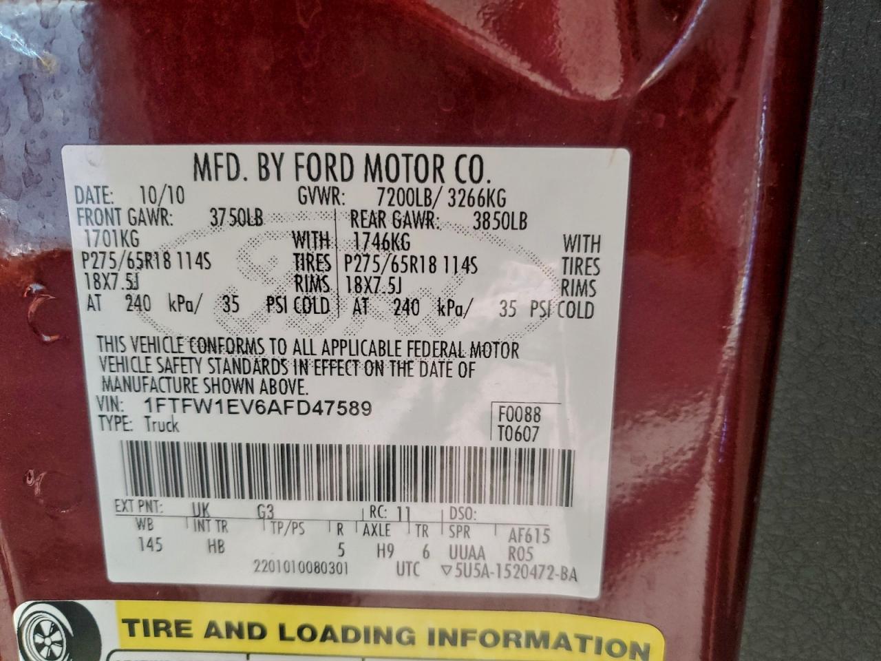 2010 FORD F150 SUPERCREW photo 12