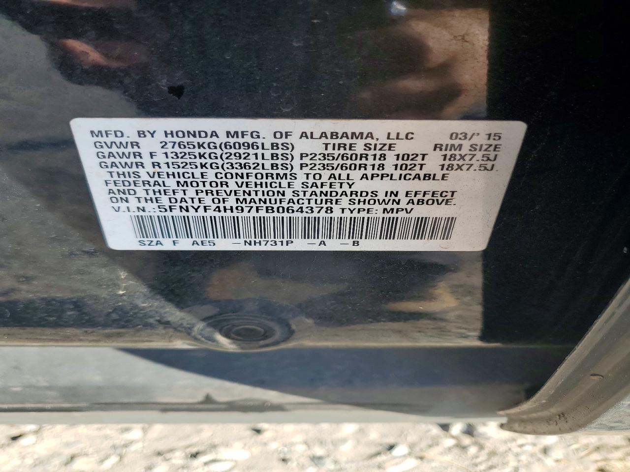 2015 HONDA PILOT TOURING photo 49