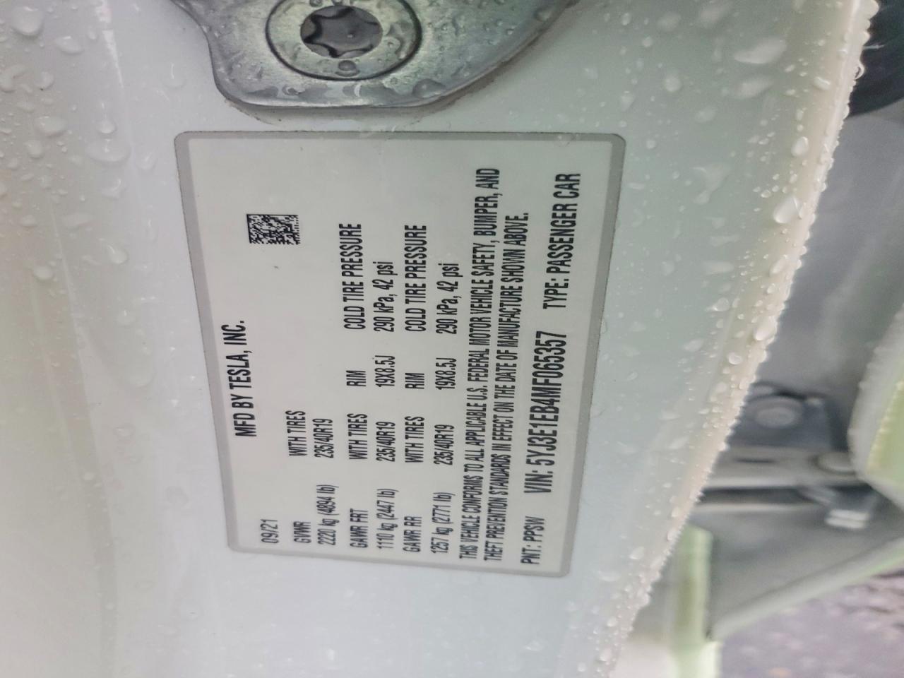 2021 TESLA MODEL 3 photo 12