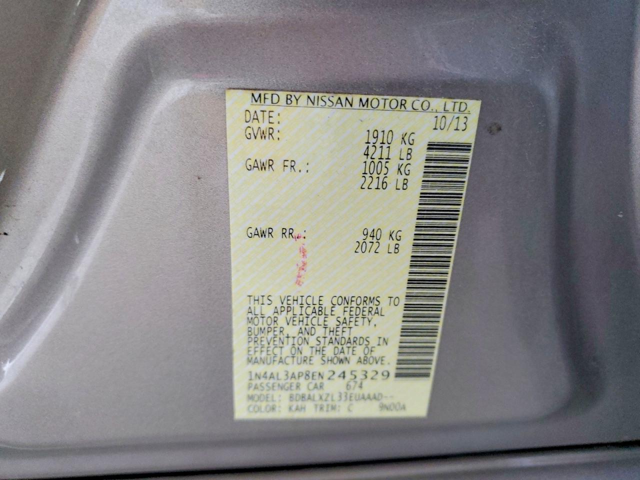 2014 NISSAN ALTIMA 2.5 photo 12