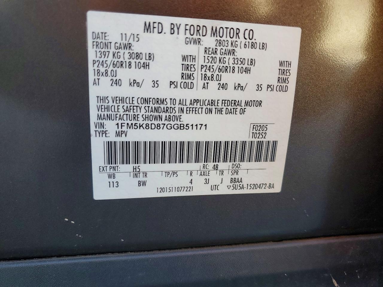 2016 FORD EXPLORER XLT photo 13