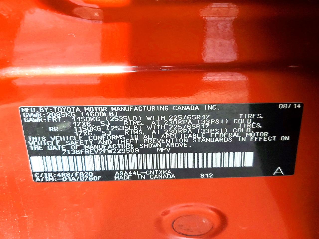 2015 TOYOTA RAV4 LE photo 13