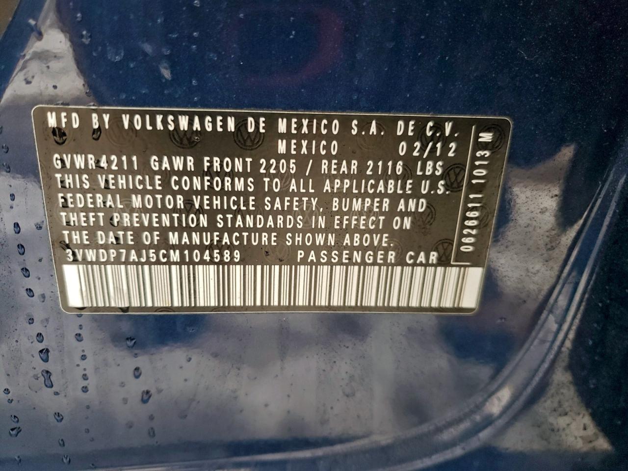 2012 VOLKSWAGEN JETTA SE photo 12