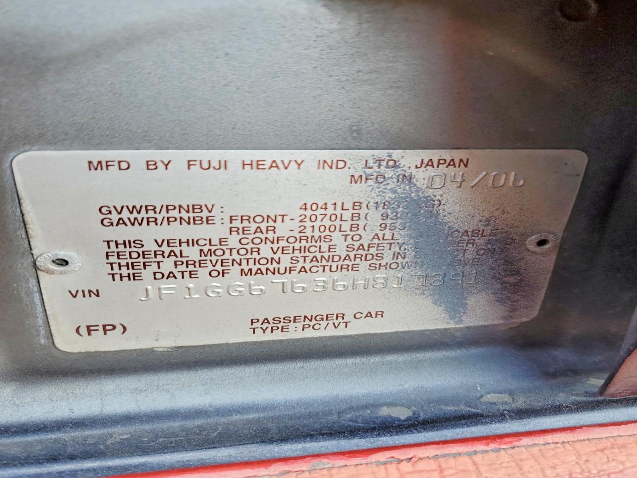 2006 SUBARU IMPREZA photo 23