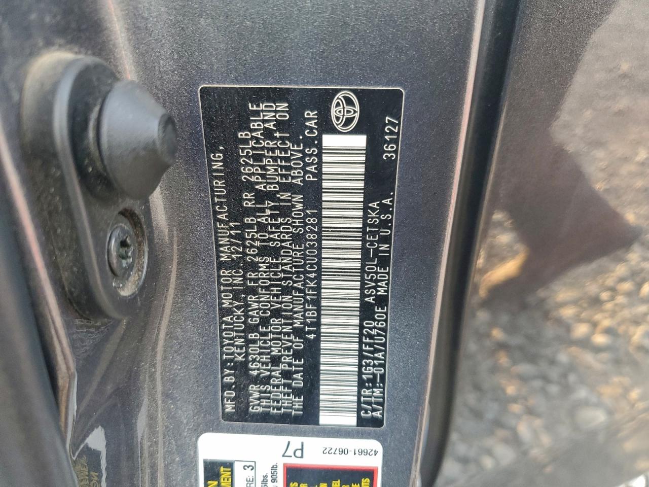 2012 TOYOTA CAMRY BASE photo 23
