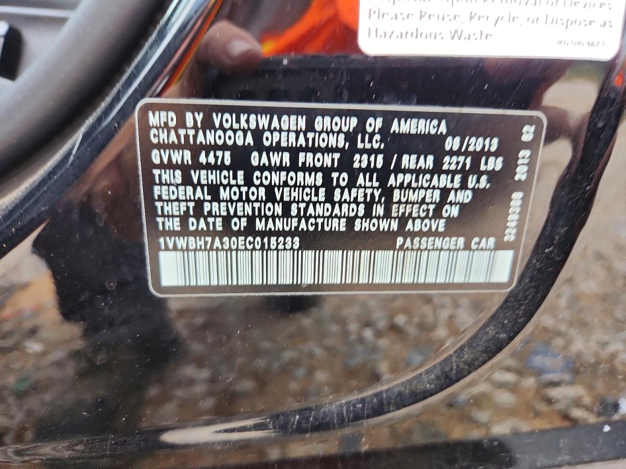 2014 VOLKSWAGEN PASSAT SE photo 37
