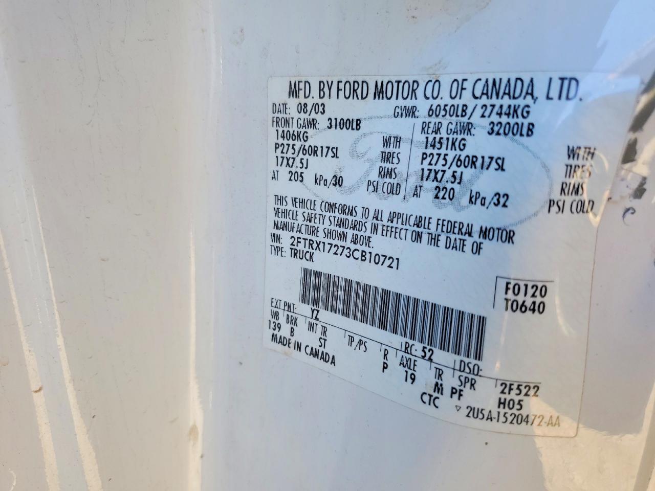 2003 FORD F150 photo 12