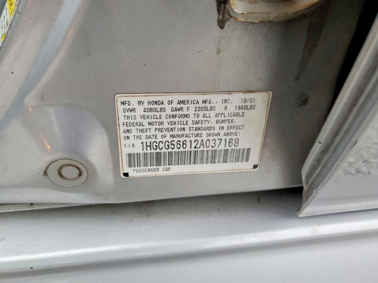 2002 HONDA ACCORD EX photo 12