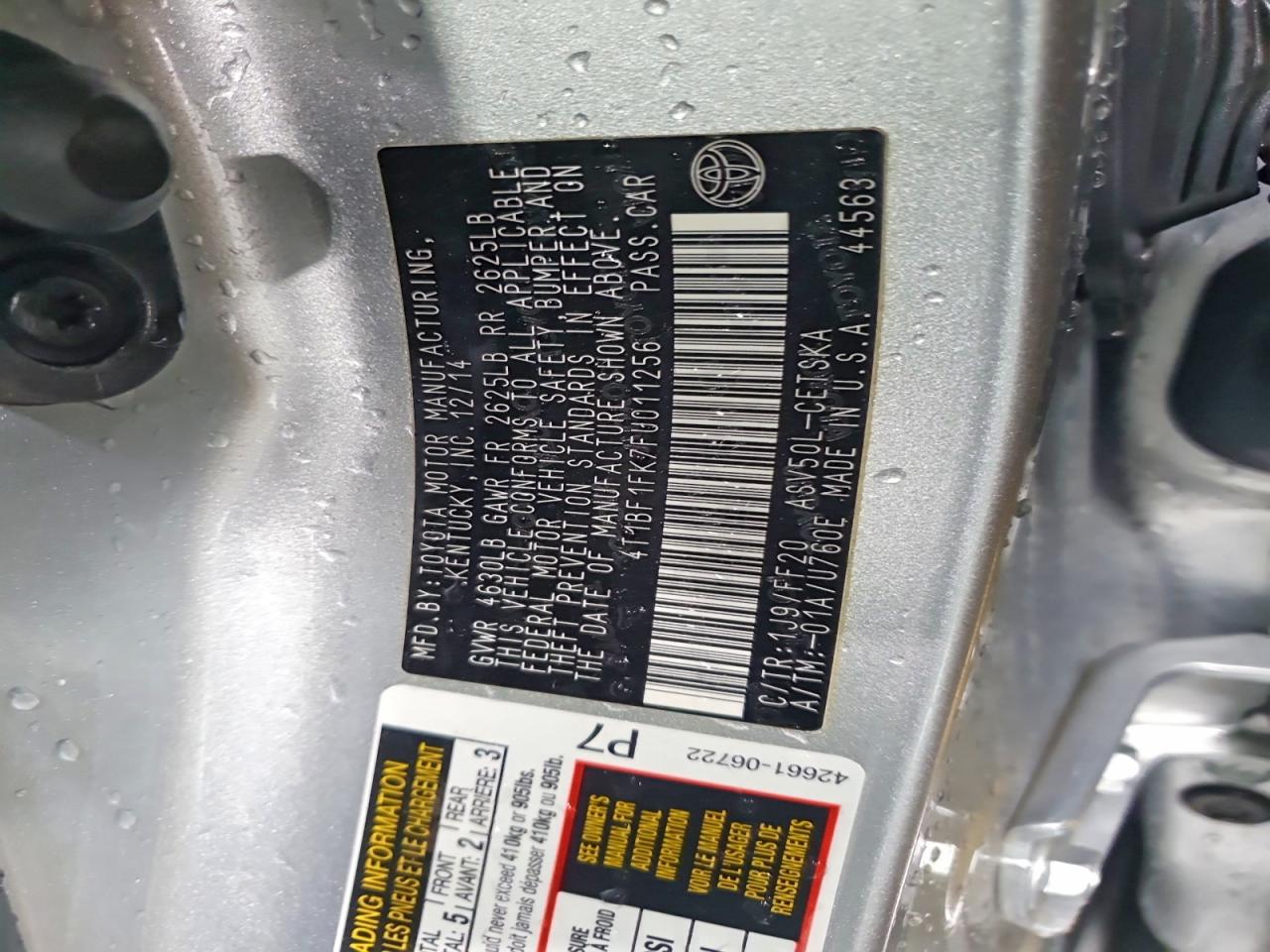2015 TOYOTA CAMRY LE photo 37