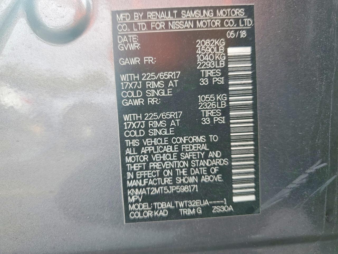 2018 NISSAN ROGUE SV photo 13