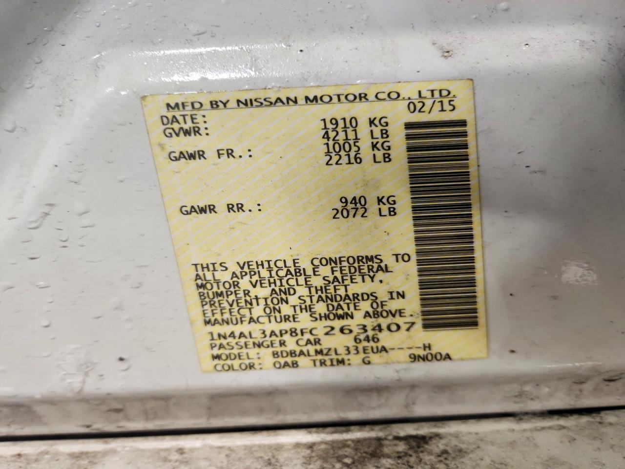 2015 NISSAN ALTIMA 2.5 photo 12