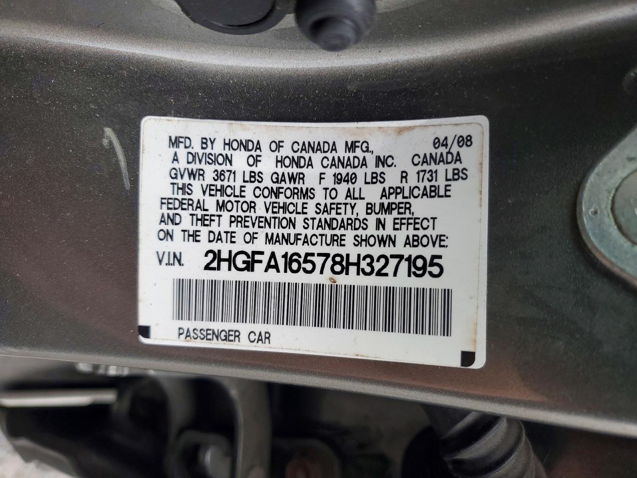 2008 HONDA CIVIC LX photo 12