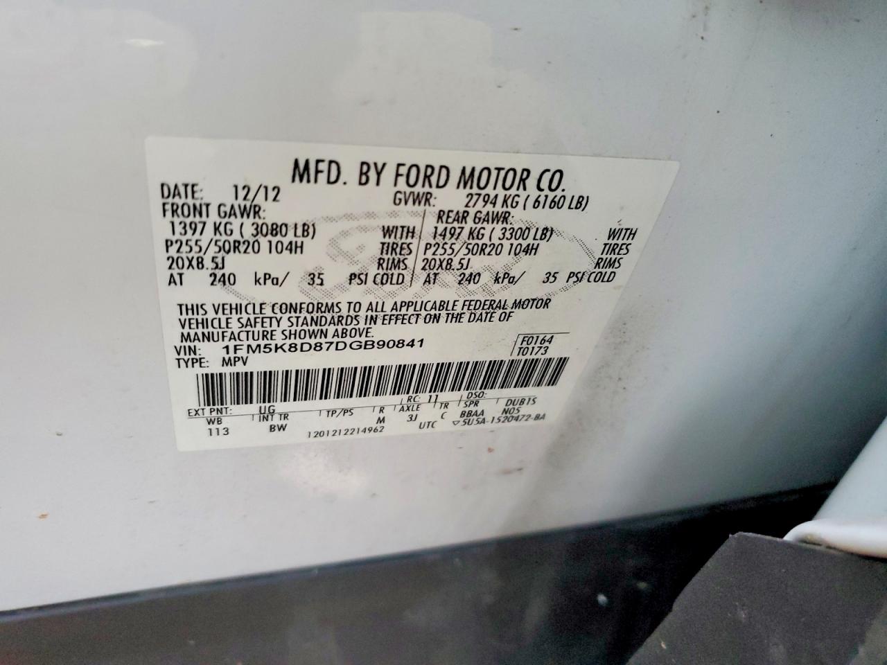 2013 FORD EXPLORER XLT photo 12