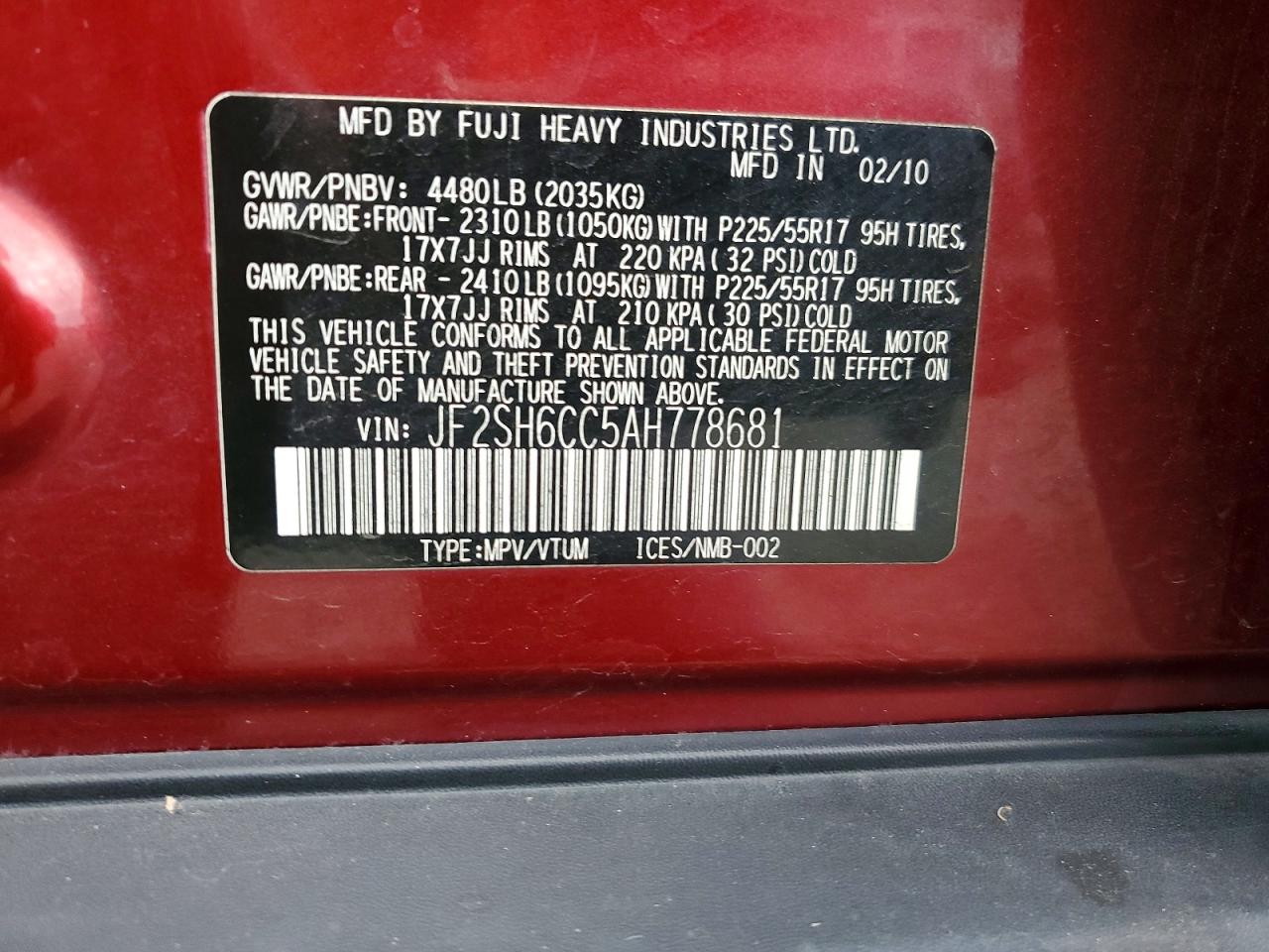 2010 SUBARU FORESTER 2.5X PREMIUM photo 12