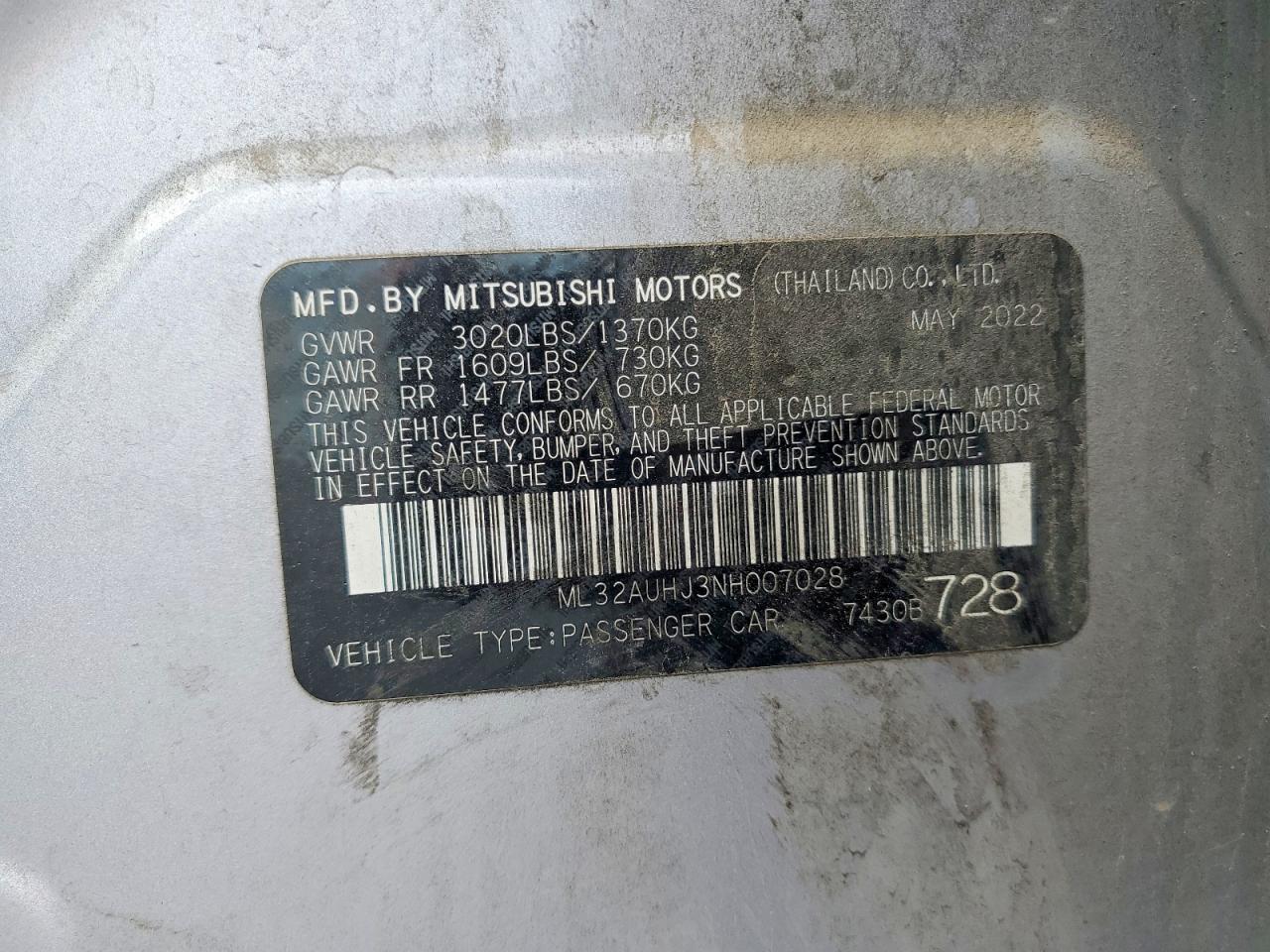 2022 MITSUBISHI MIRAGE ES photo 13