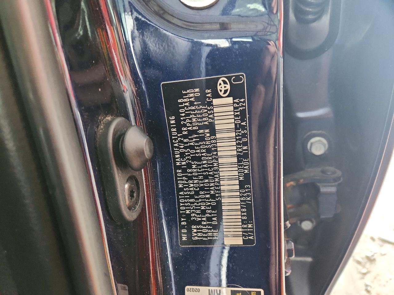 2021 TOYOTA COROLLA LE photo 12