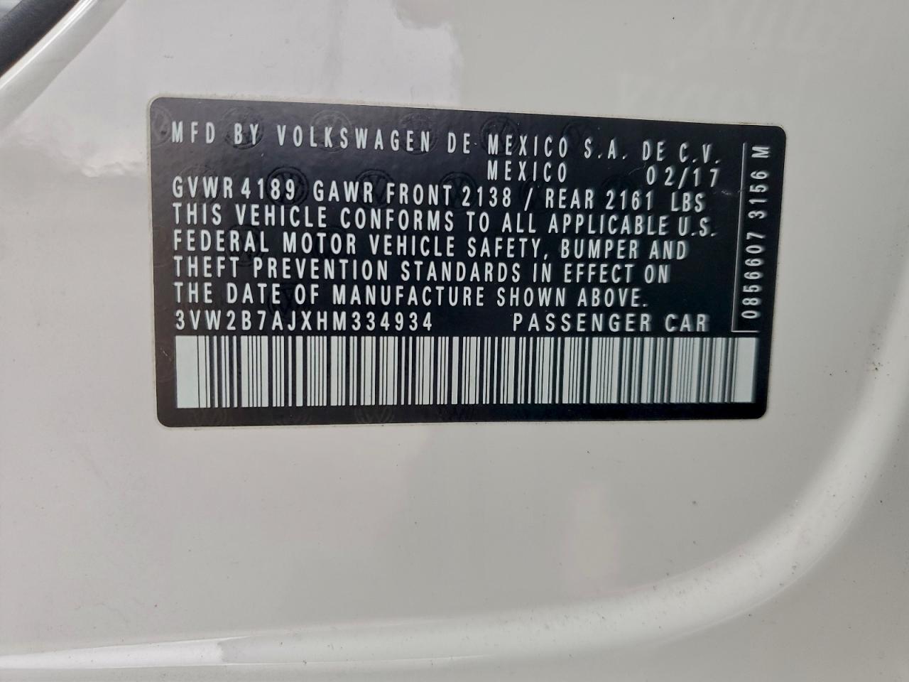 2017 VOLKSWAGEN JETTA S photo 12