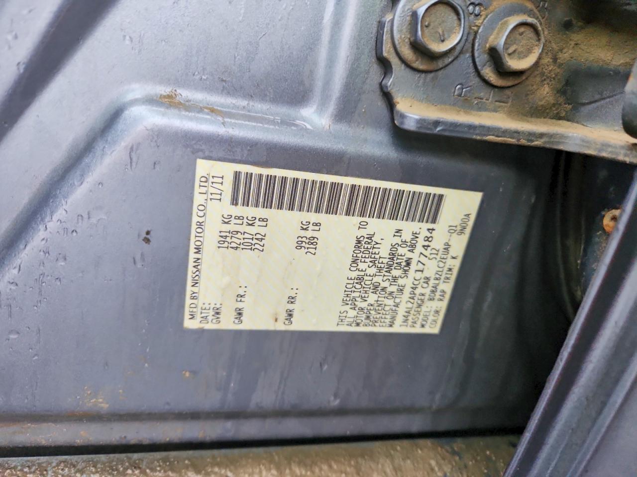 2012 NISSAN ALTIMA BASE photo 12