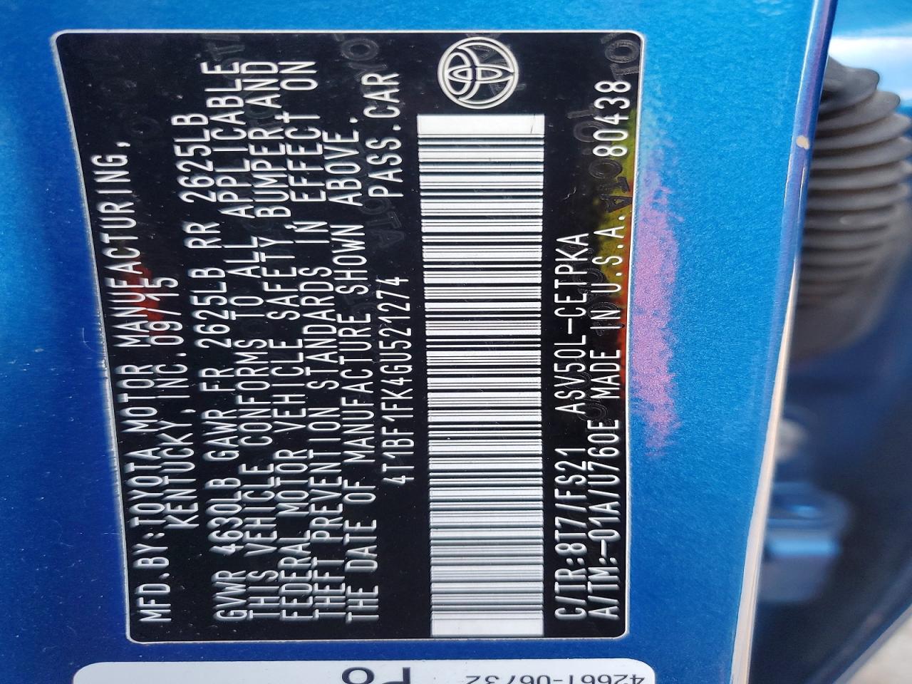 2016 TOYOTA CAMRY LE photo 3