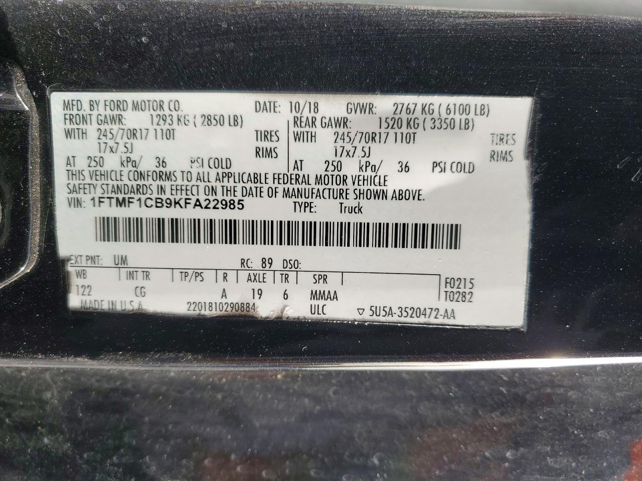 2019 FORD F150 photo 12