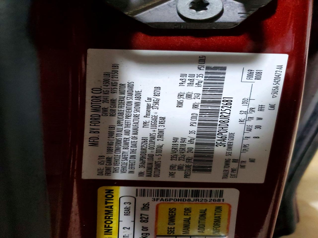 2018 FORD FUSION SE photo 23