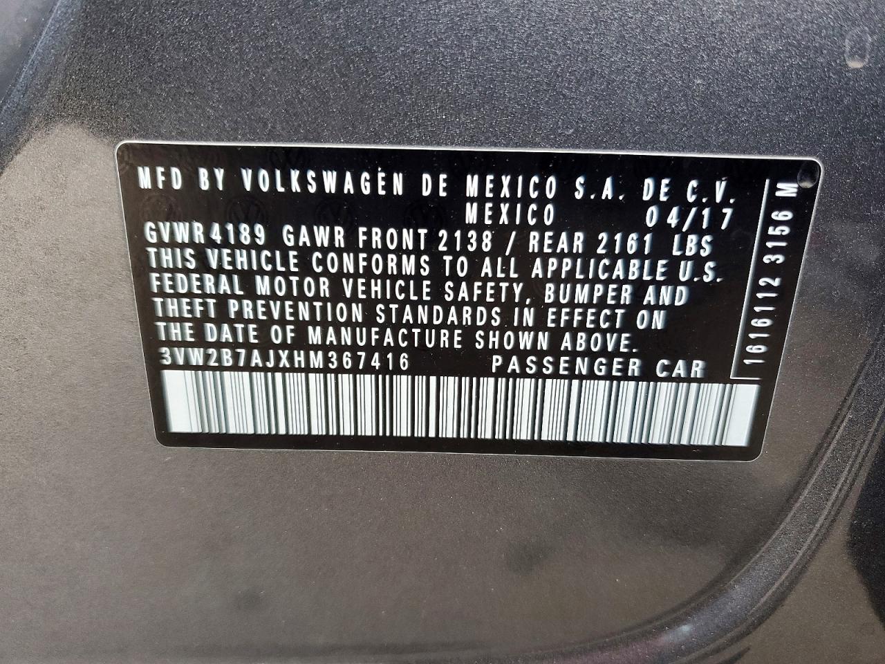 2017 VOLKSWAGEN JETTA S photo 12