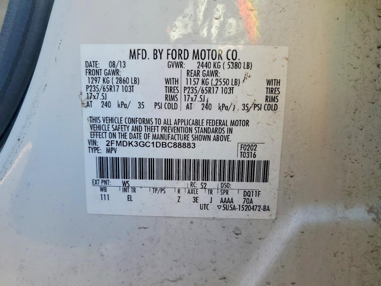 2013 FORD EDGE SE photo 14