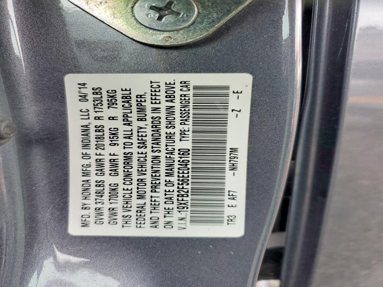 2014 HONDA CIVIC LX photo 12