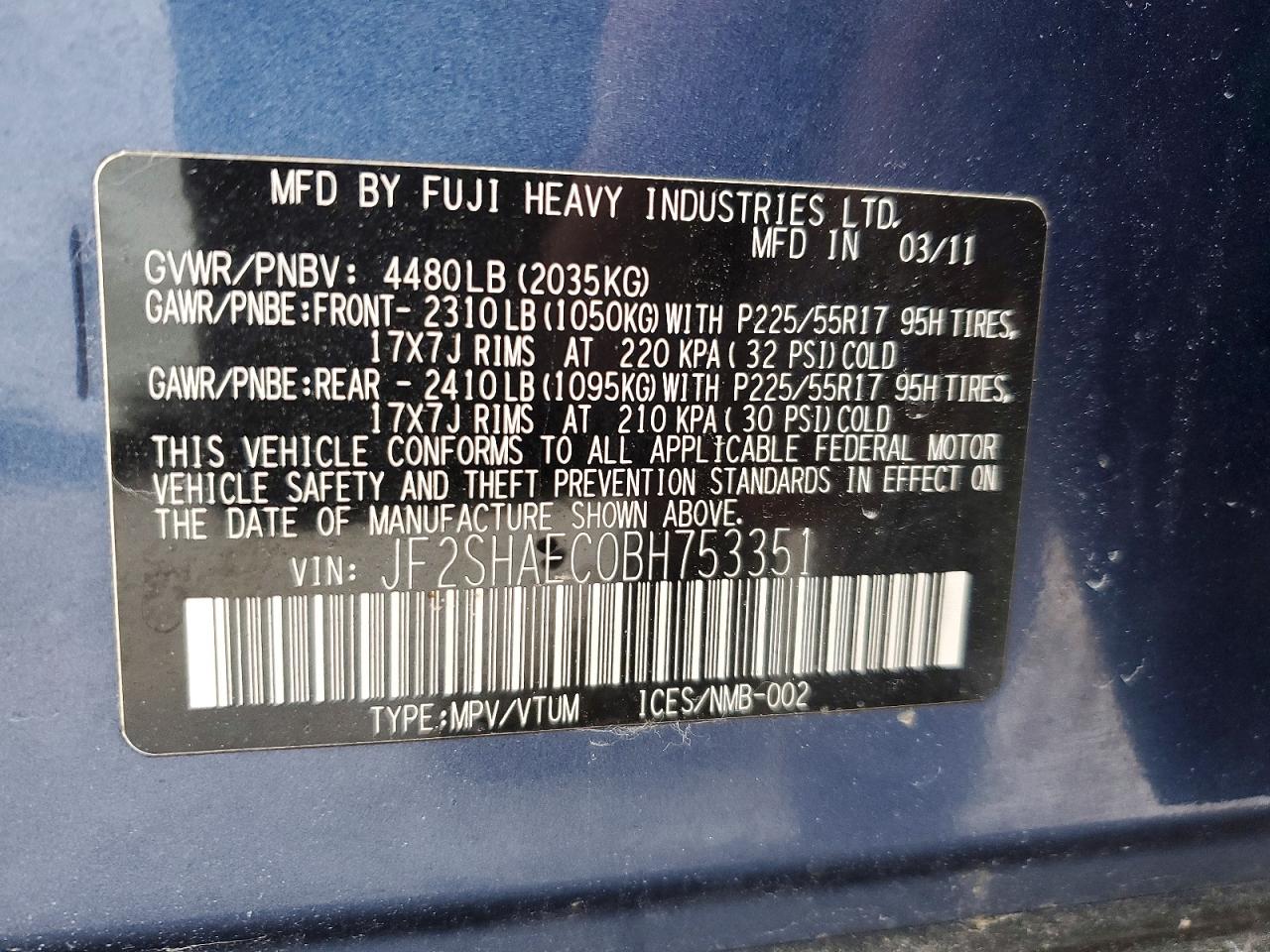 2011 SUBARU FORESTER LIMITED photo 14
