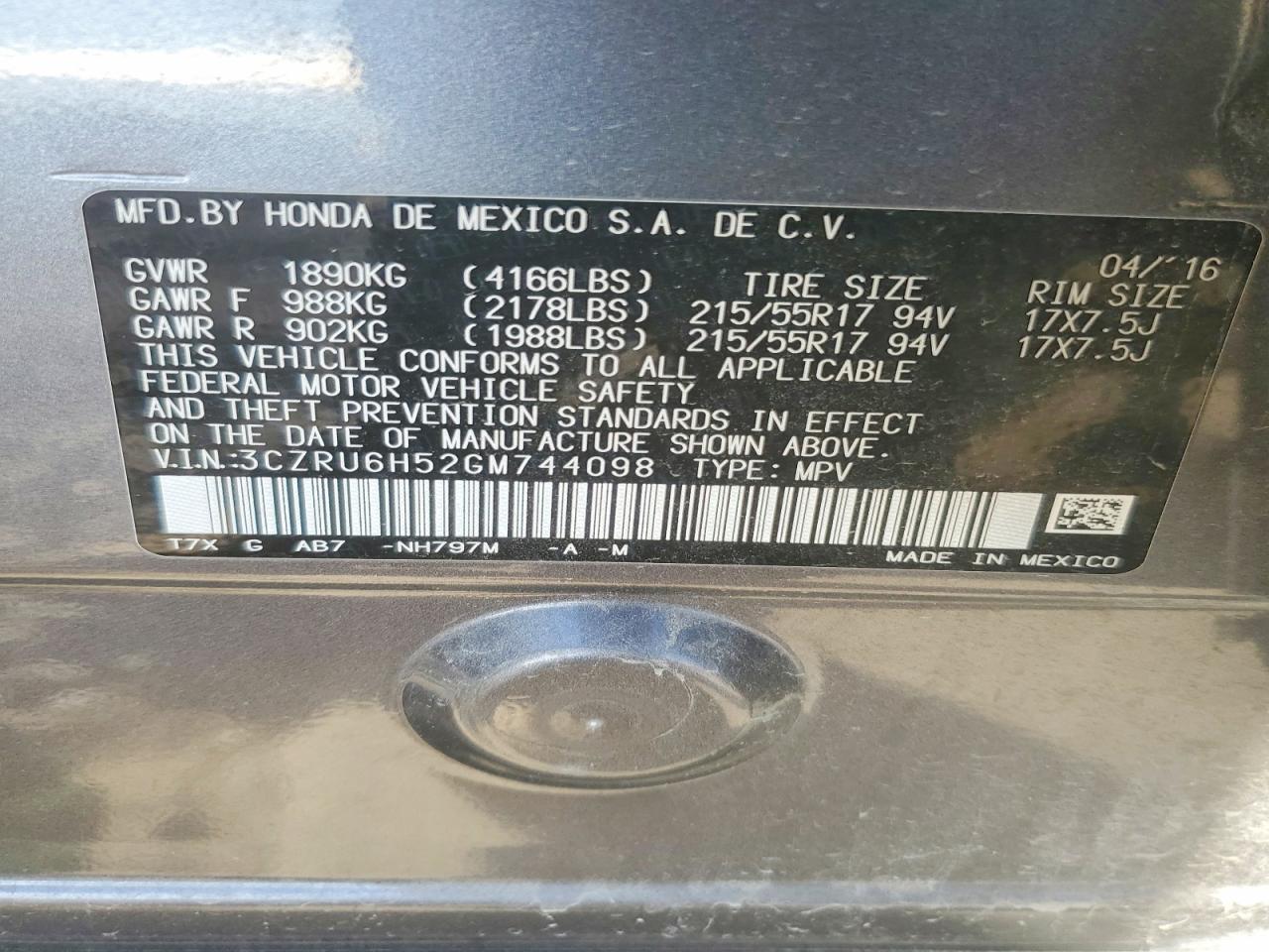 2016 HONDA HR-V EX photo 23