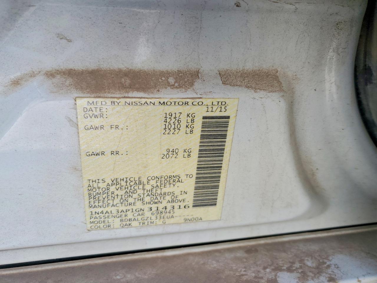 2016 NISSAN ALTIMA 2.5 photo 25