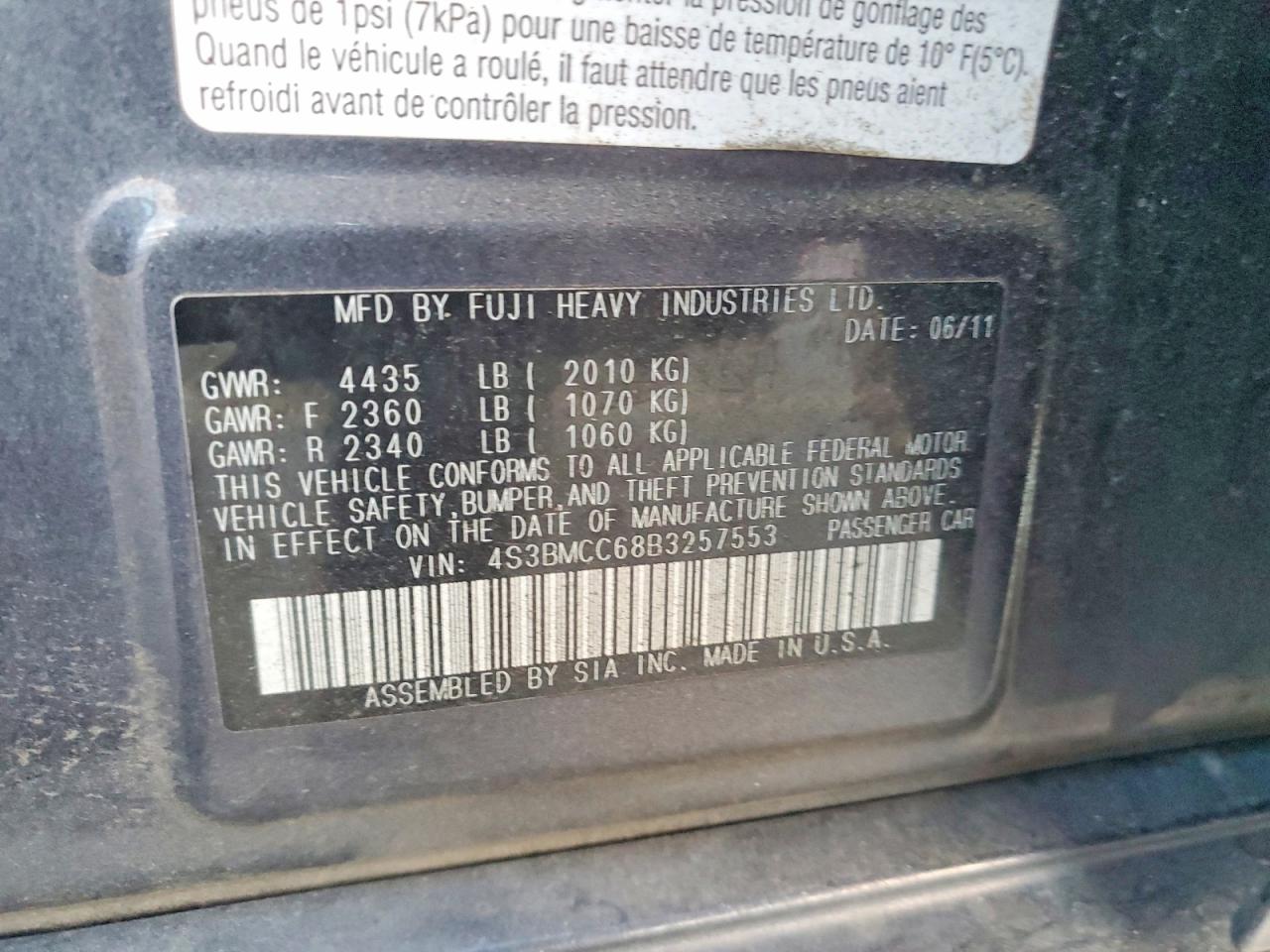 2011 SUBARU LEGACY 2.5I PREMIUM photo 12