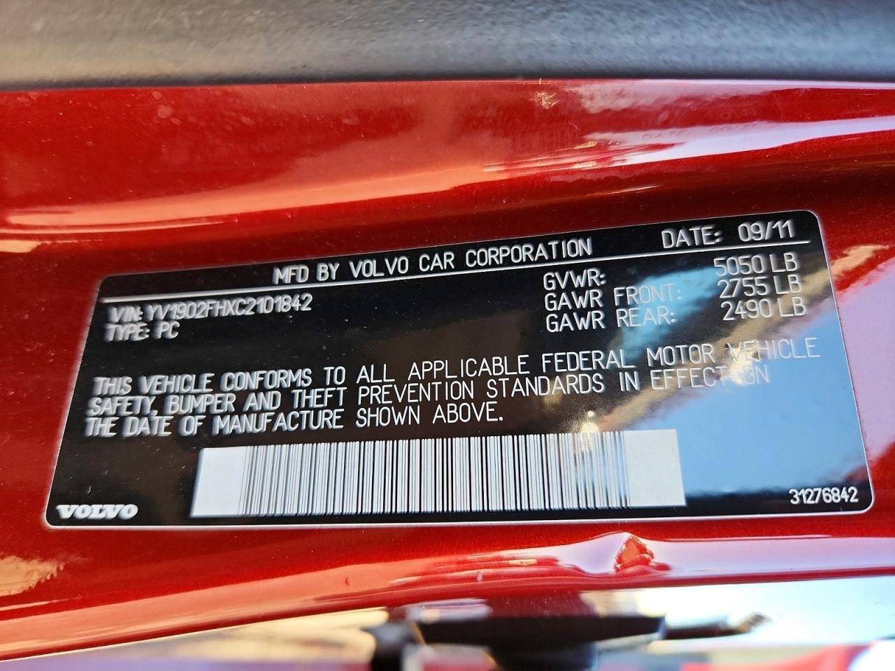 2012 VOLVO S60 T6 photo 12