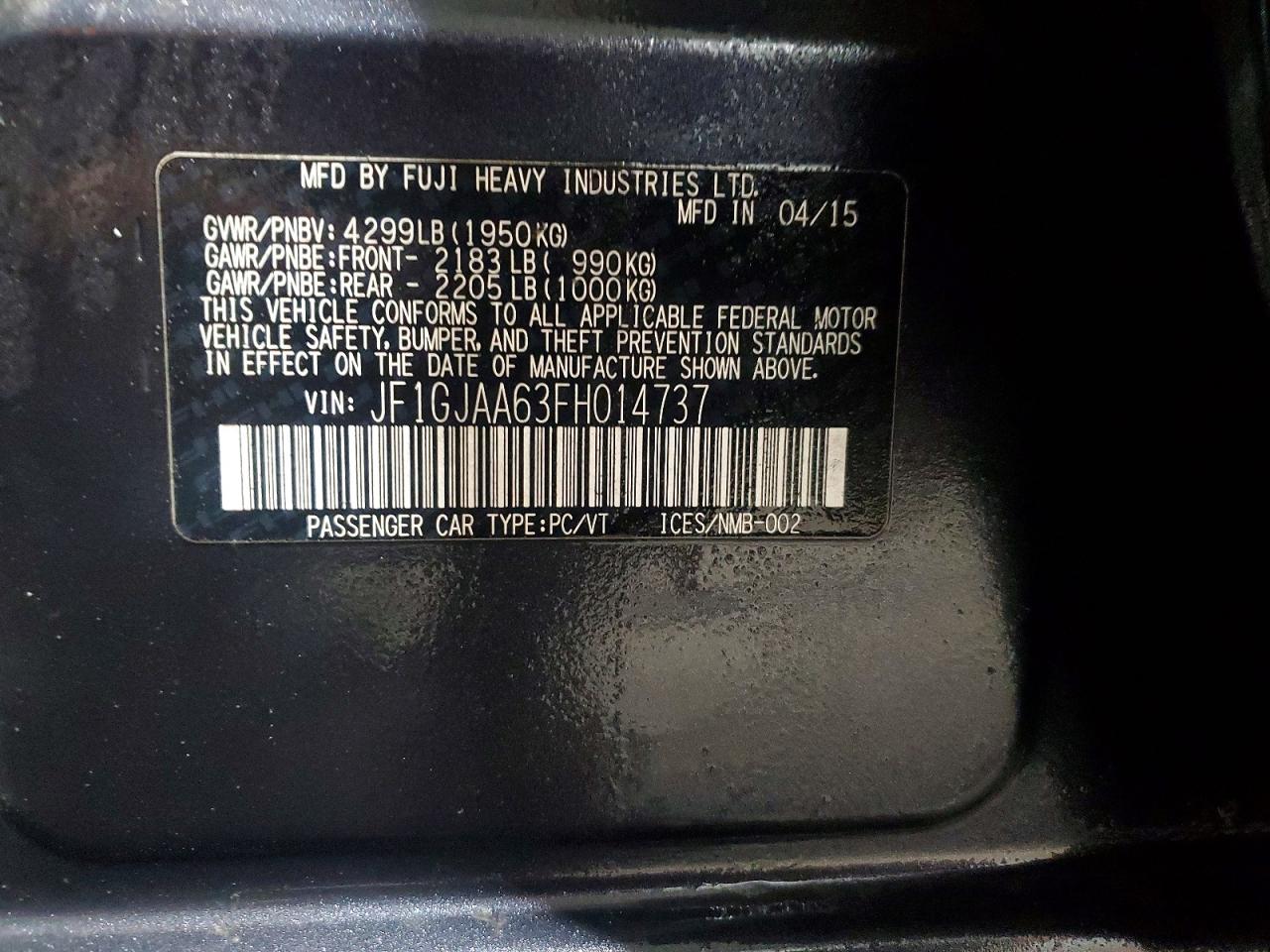 2015 SUBARU IMPREZA photo 12