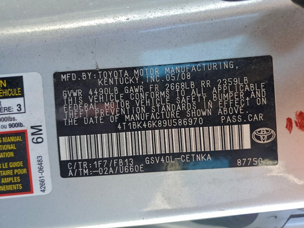 2009 TOYOTA CAMRY SE photo 12