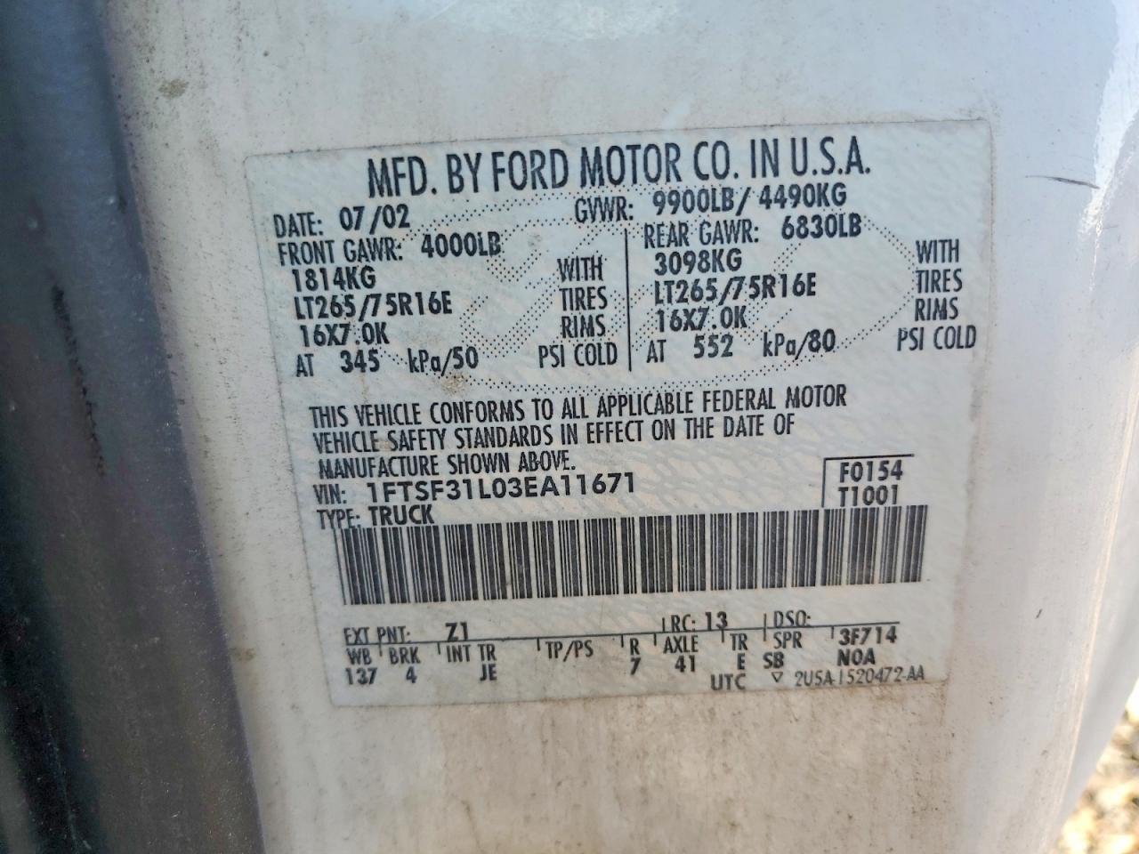 2003 FORD F350 SRW SUPER DUTY photo 12