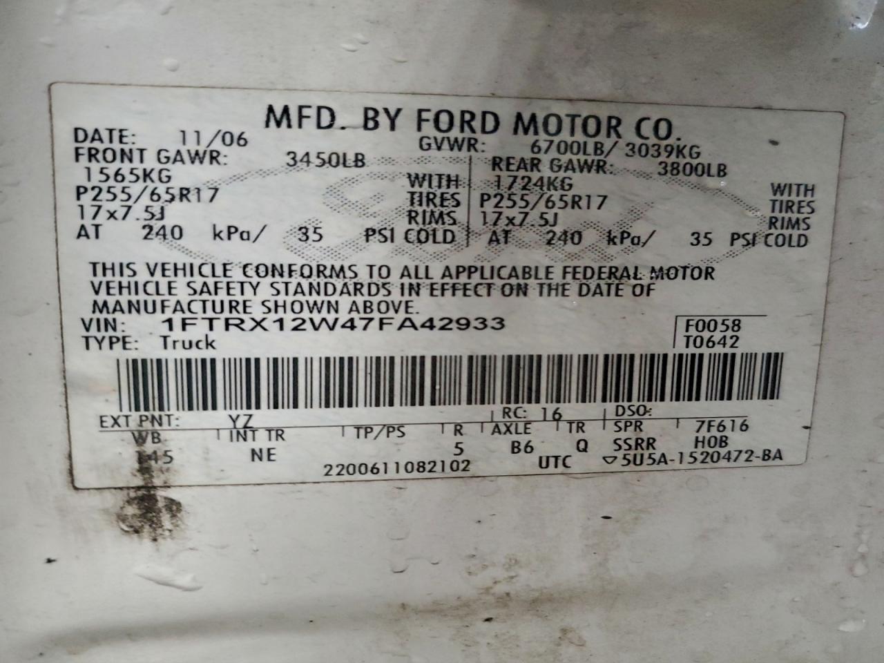 2007 FORD F150 photo 12