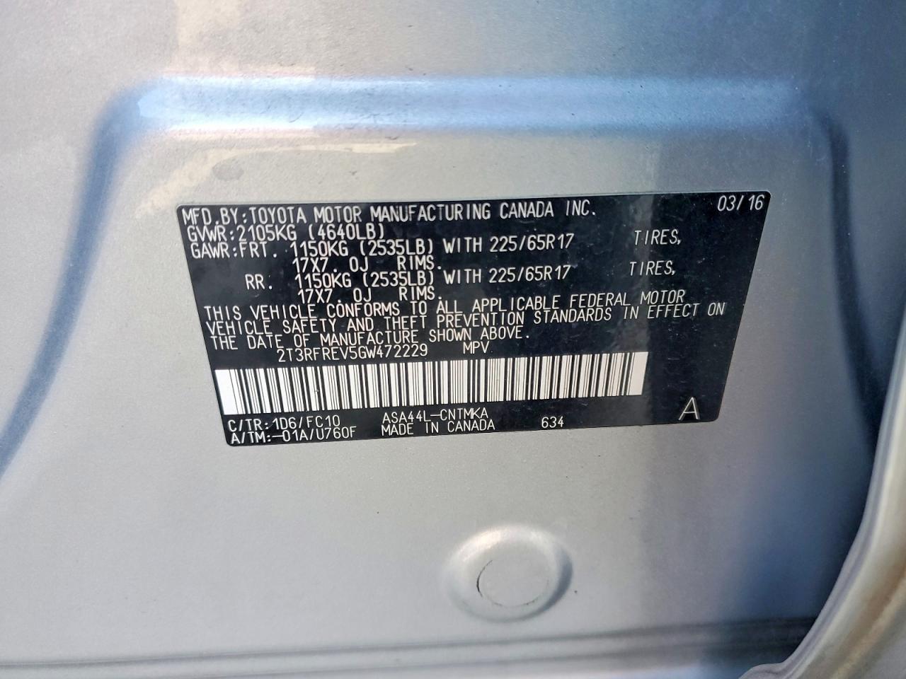 2016 TOYOTA RAV4 XLE photo 12