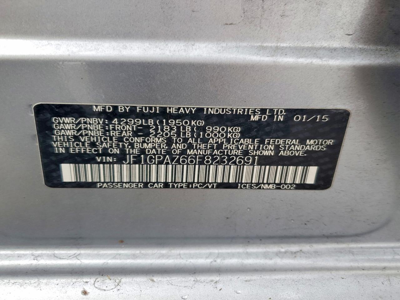 2015 SUBARU IMPREZA SPORT LIMITED photo 13