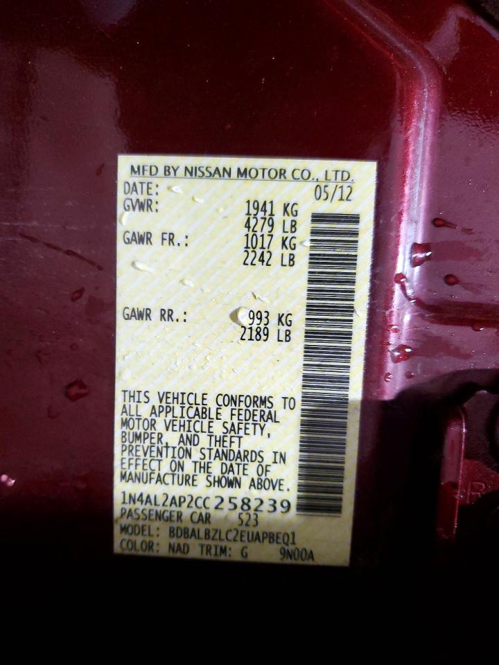 2012 NISSAN ALTIMA BASE photo 12
