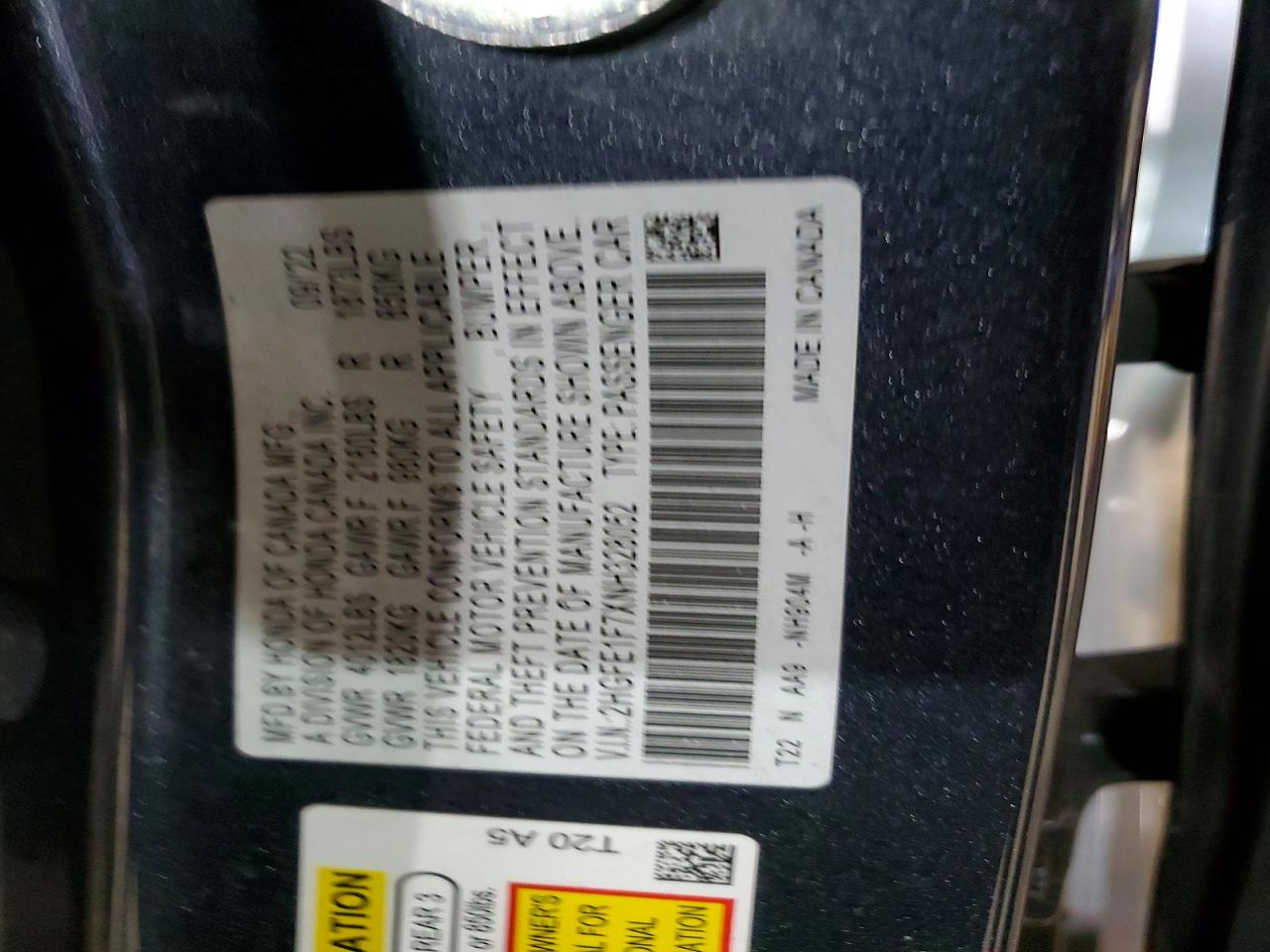 2022 HONDA CIVIC EX photo 12