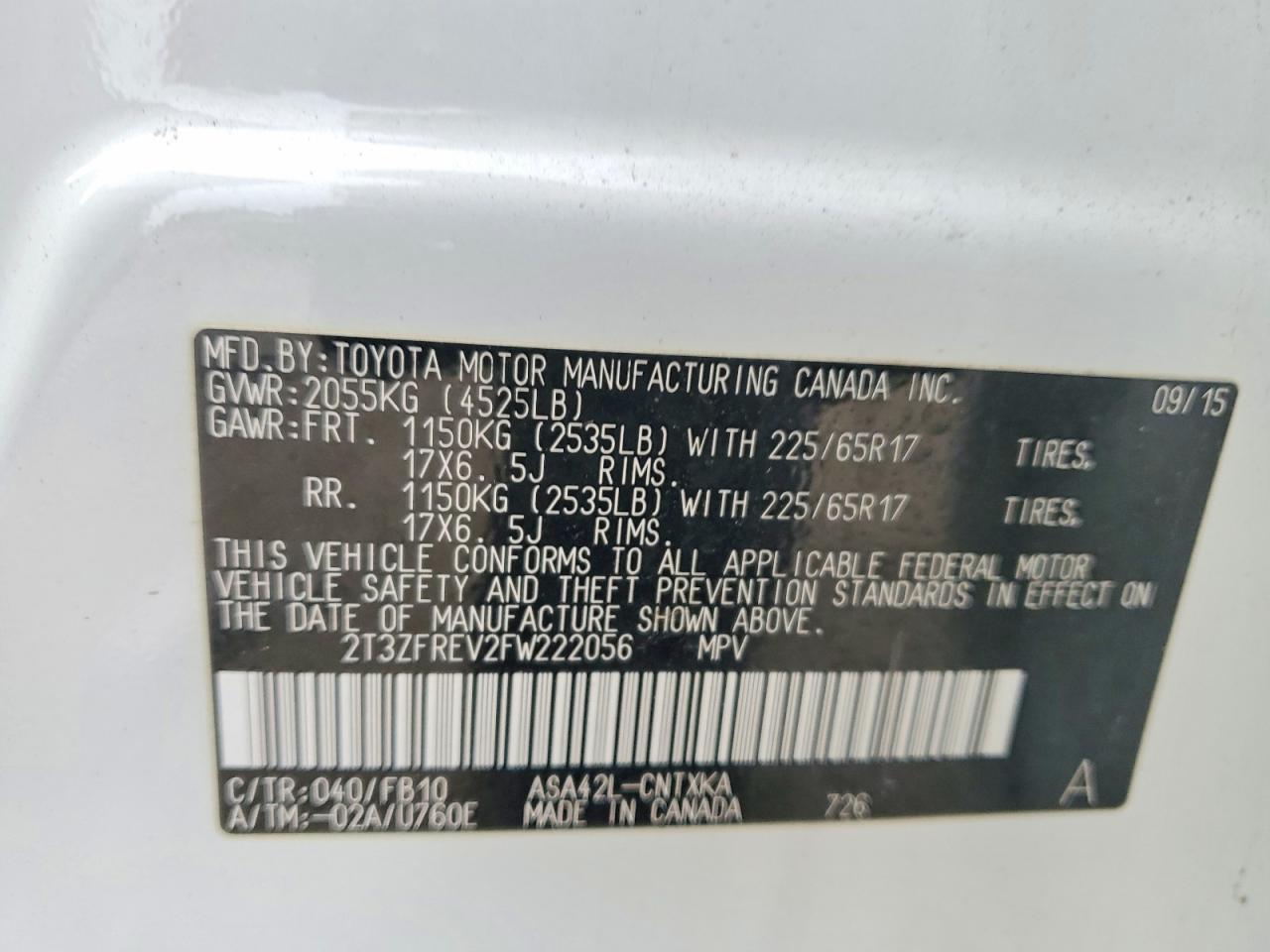 2015 TOYOTA RAV4 LE photo 12
