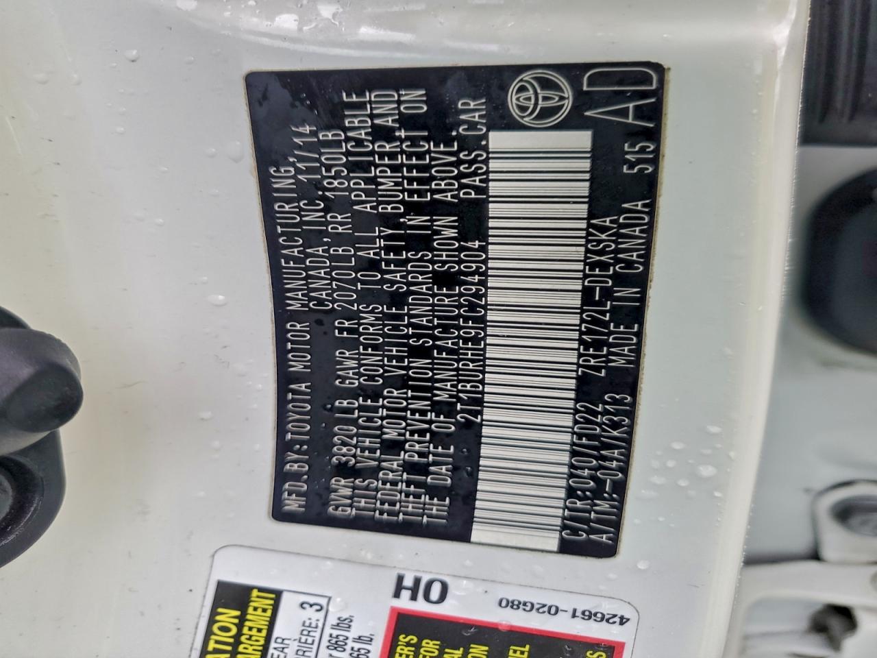 2015 TOYOTA COROLLA L photo 34
