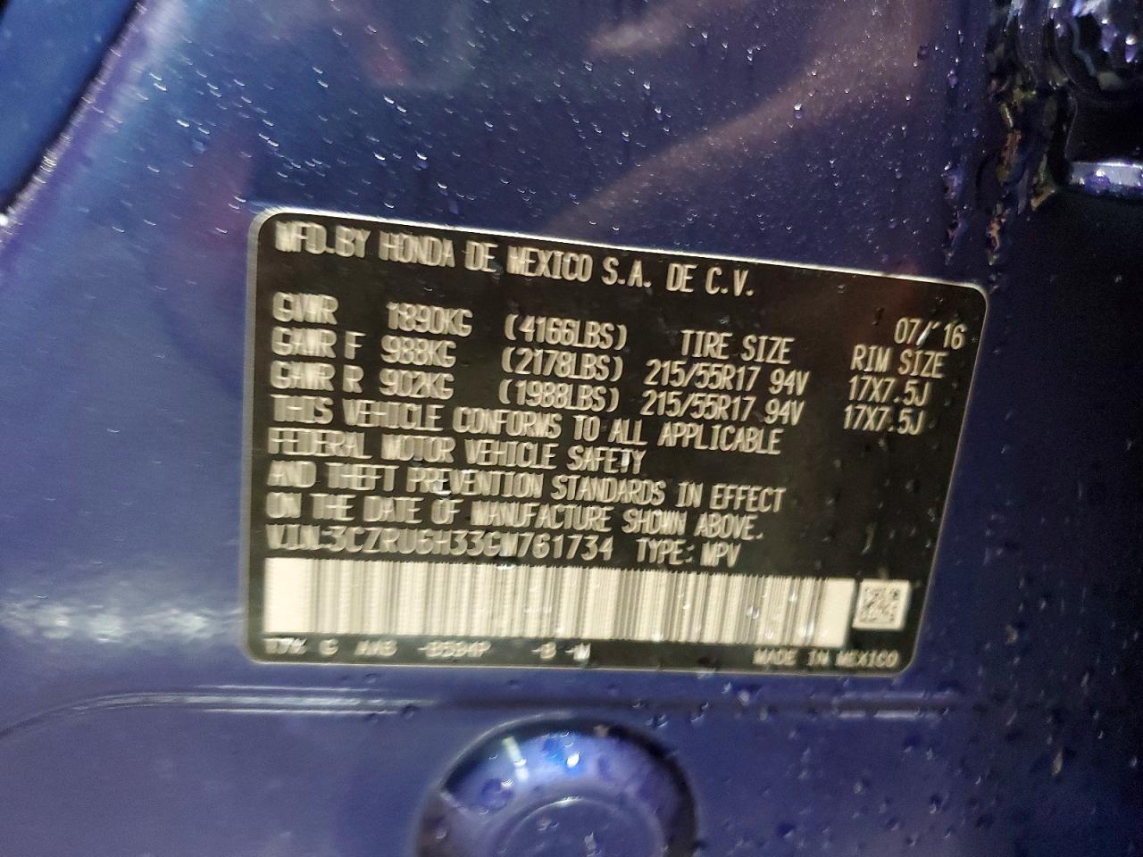 2016 HONDA HR-V LX photo 37